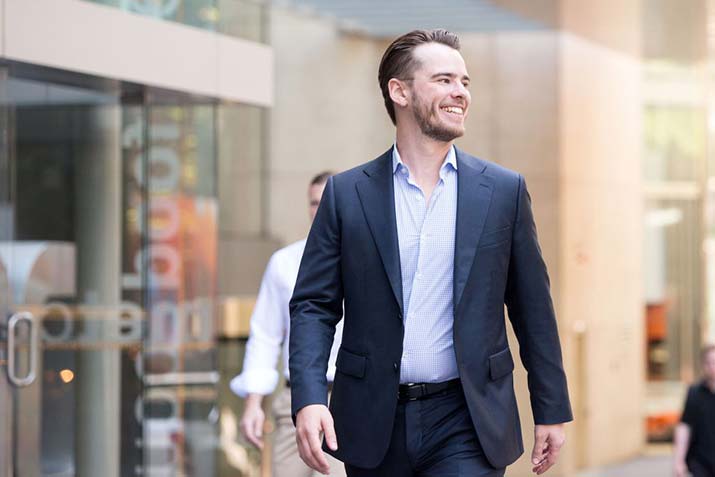 Accounting student Matthew Davis in the street